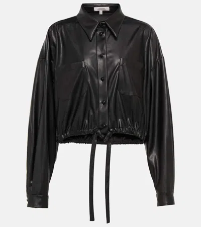 Dorothee Schumacher Sleek Comfort Faux Leather Shirt In Pure Black