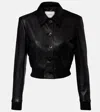 Dorothee Schumacher Sleek Statement Cropped Leather Blouson Jacket In Black