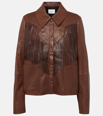 Dorothee Schumacher Sleek Statement Fringed Leather Jacket In Brown