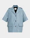 Dorothee Schumacher Sleek Statement I Lambskin Leather Coat In Blue