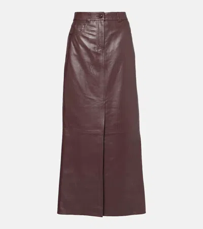 Dorothee Schumacher Sleek Statement Leather Midi Skirt In Burgundy