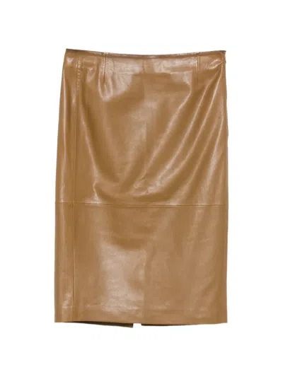 Dorothee Schumacher Sleek Statement Leather Skirt In Brown