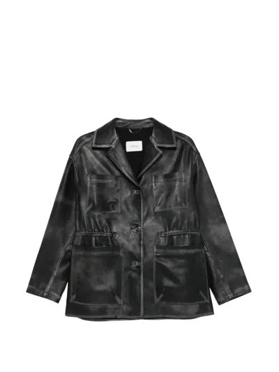 Dorothee Schumacher Sleek Statement Pocket Leather Jacket In Black