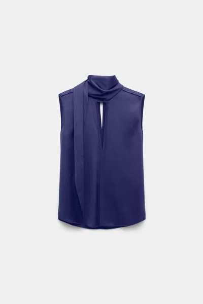 Dorothee Schumacher Sleeveless Blouse In Silk Satin In Purple