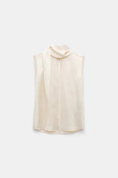 Dorothee Schumacher Sleeveless Blouse In Silk Satin In White