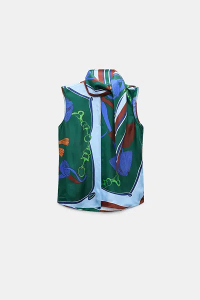 Dorothee Schumacher Graphic-print Pussy-bow-collar Blouse In Multi