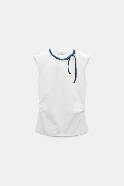 Dorothee Schumacher Sleeveless T-shirt With Removable Knit Collar In White