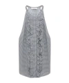 Dorothee Schumacher Gingham Print Silk-viscose Tank Top With Ruffle Trim In Gray