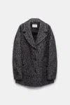 Shop Dorothee Schumacher Slightly Oversized Herringbone Jacket In Blue