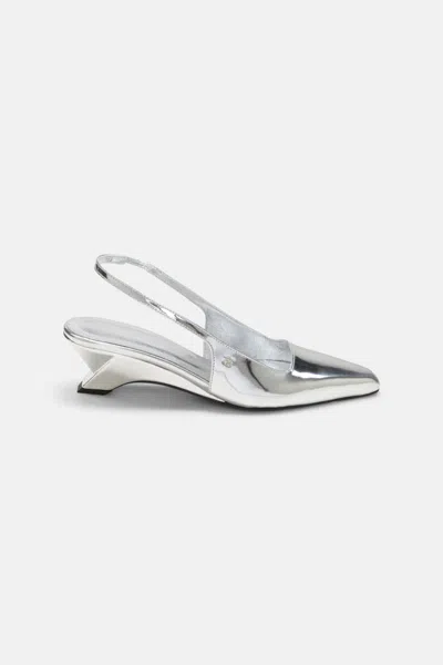 Dorothee Schumacher Slingback Graphic Contour Wedges In Silver