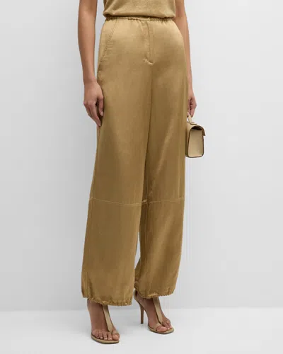 Dorothee Schumacher Slouchy Coolness Wide-leg Shimmer Pants In Warm Beige