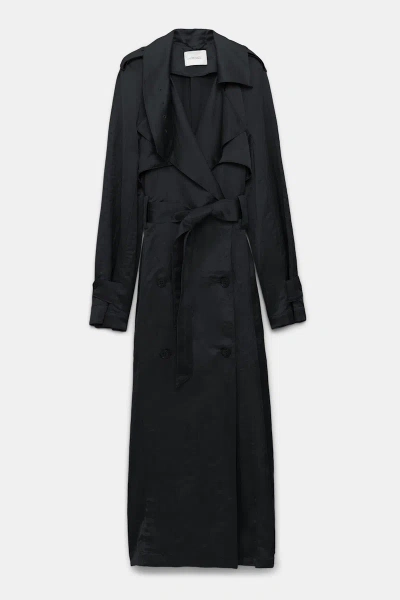 Dorothee Schumacher Slouchy, Double-breasted Trench Coat In Black