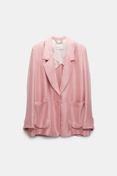 Dorothee Schumacher Slouchy Satin Blazer In Light Pink