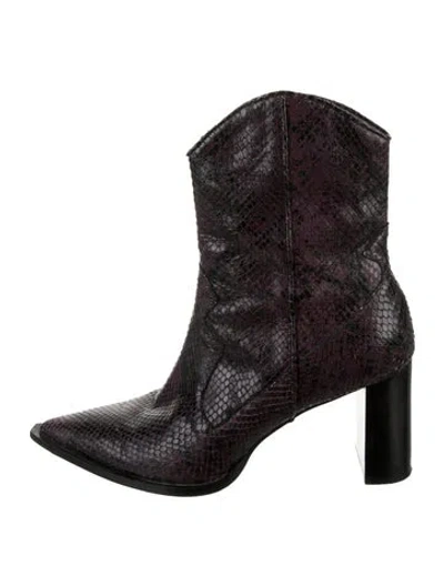 Pre-owned Dorothee Schumacher Snakeskin Animal Print Western Boots In Burgundy