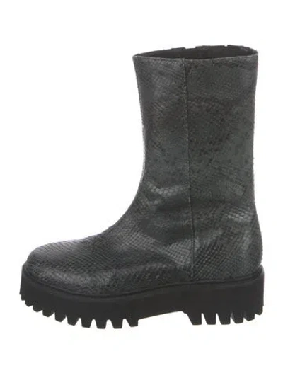 Pre-owned Dorothee Schumacher Snakeskin Combat Boots In Green