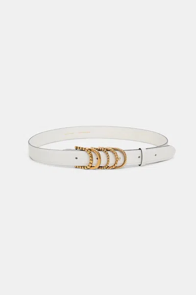 Dorothee Schumacher Soft Calf Leather Belt With D-ring Hardware In White