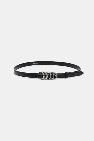 Dorothee Schumacher Soft Calf Leather Narrow Belt With D-ring Hardware In Black