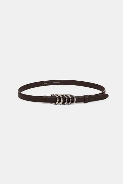 Dorothee Schumacher Soft Calf Leather Narrow Belt With D-ring Hardware In Brown