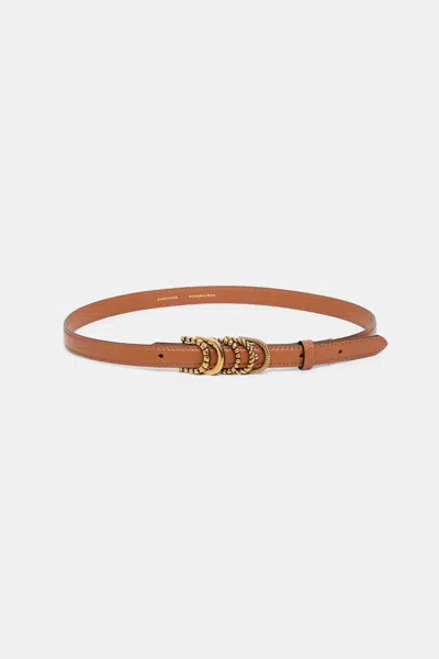 Dorothee Schumacher Soft Calf Leather Narrow Belt With D-ring Hardware In Brown