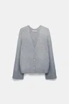 Dorothee Schumacher Soft Cashmere-blend Round Neck Cardigan In Grey