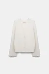 Dorothee Schumacher Soft Cashmere-blend Round Neck Cardigan In White