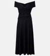 Dorothee Schumacher Soft Drape Off-shoulder Midi Dress In Black