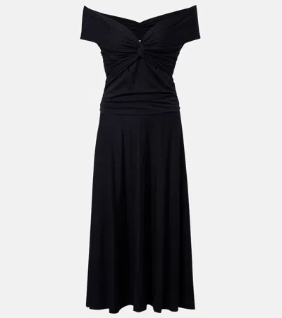 Dorothee Schumacher Soft Drape Off-shoulder Midi Dress In Black