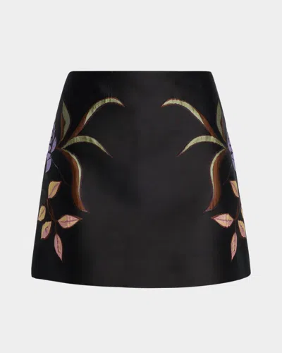 Dorothee Schumacher Soft Petal Floral Cloque Mini Skirt In Black