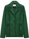Dorothee Schumacher Soft Touch Button-down Suede Jacket In 绿色