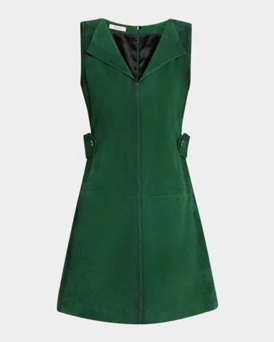 Dorothee Schumacher Soft Touch Sleeveless Suede Mini Dress In Smaragd Green