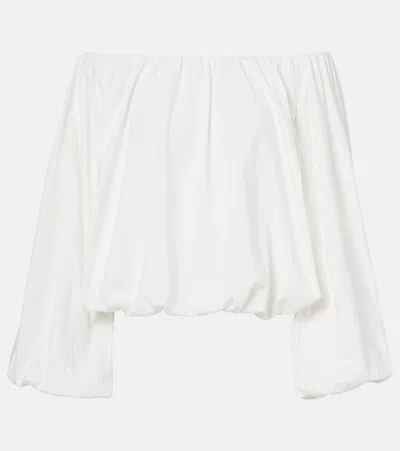 Dorothee Schumacher Soft Volume Cotton Poplin Off-shoulder Top In White