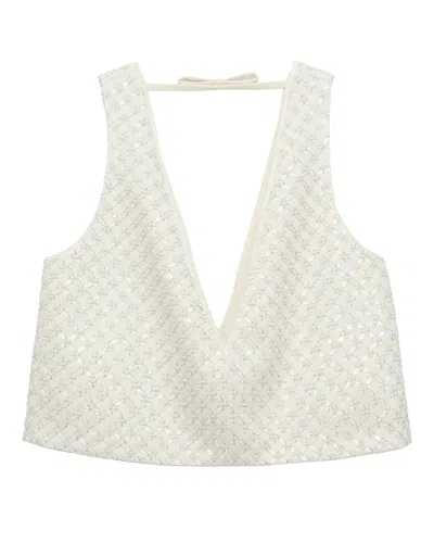 Sequin Embellished Crop Top In Duchesse In White from Dorothee Schumacher