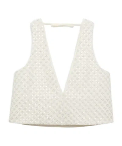 Dorothee Schumacher Sequin Embellished Crop Top In Duchesse In White
