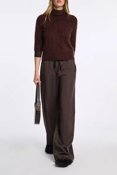 Dorothee Schumacher Sporty Elegance Pants In Dark Chocolate In Burgundy