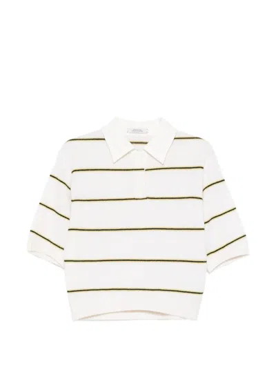 Dorothee Schumacher Sporty Statements Striped Polo Shirt In White