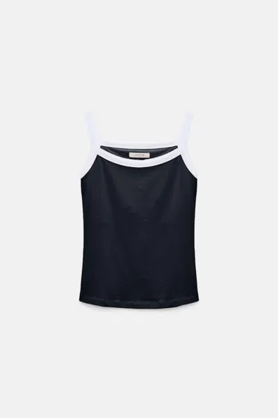 Dorothee Schumacher Stretch Cotton Tank Top With Contrast Trim In Multi