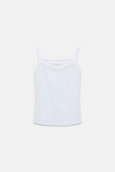 Dorothee Schumacher Stretch Cotton Tank Top With Contrast Trim In Blue