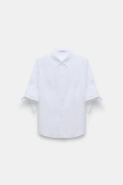 Dorothee Schumacher Stretch Poplin Tie-sleeve Blouse In White