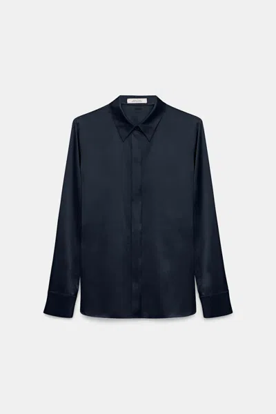 Dorothee Schumacher Stretch Silk Satin Blouse In Blue