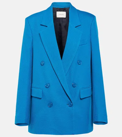 Dorothee Schumacher Double-breasted Cotton Twill Blazer In Blue