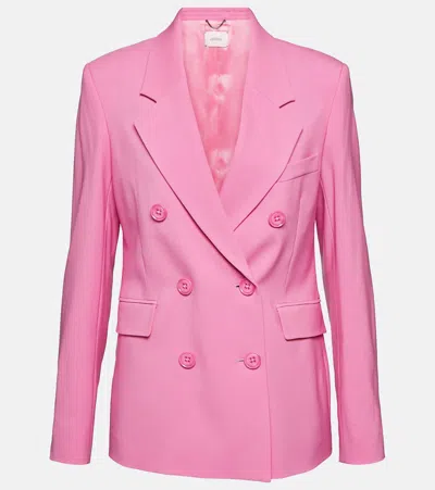 Dorothee Schumacher Double Breasted Wool Blazer In Adored Pink