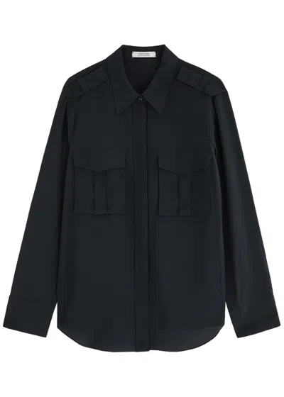 Dorothee Schumacher Striking Volumes Silk Blouse In Navy