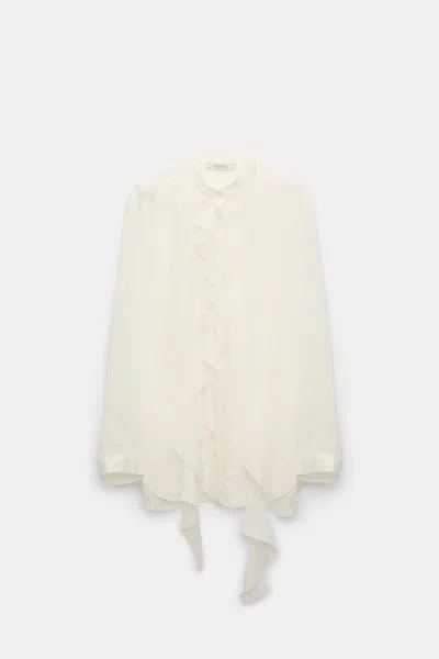 Dorothee Schumacher Striped Blouse With Scarf And Ruffles In White