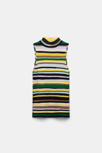 Dorothee Schumacher Striped Cashmere Turtleneck Shell In Multi Colour