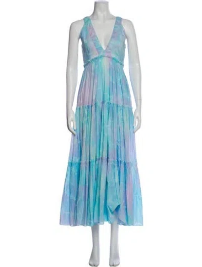Pre-owned Dorothee Schumacher Striped Long Dress In Blue