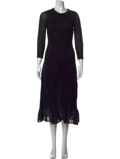 Pre-owned Dorothee Schumacher Striped Midi Length Dress In Black