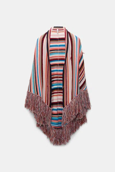 Dorothee Schumacher Striped Mixed Knit Poncho In Multi