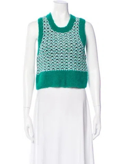 Pre-owned Dorothee Schumacher Striped Scoop Neck Sweater W/ Tags In Green