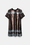 Dorothee Schumacher Sparkling Shine Striped Sequin Mini Dress In Black