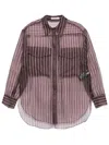 Dorothee Schumacher Sheer Printed Stripe Silk Organza Blouse In Purple